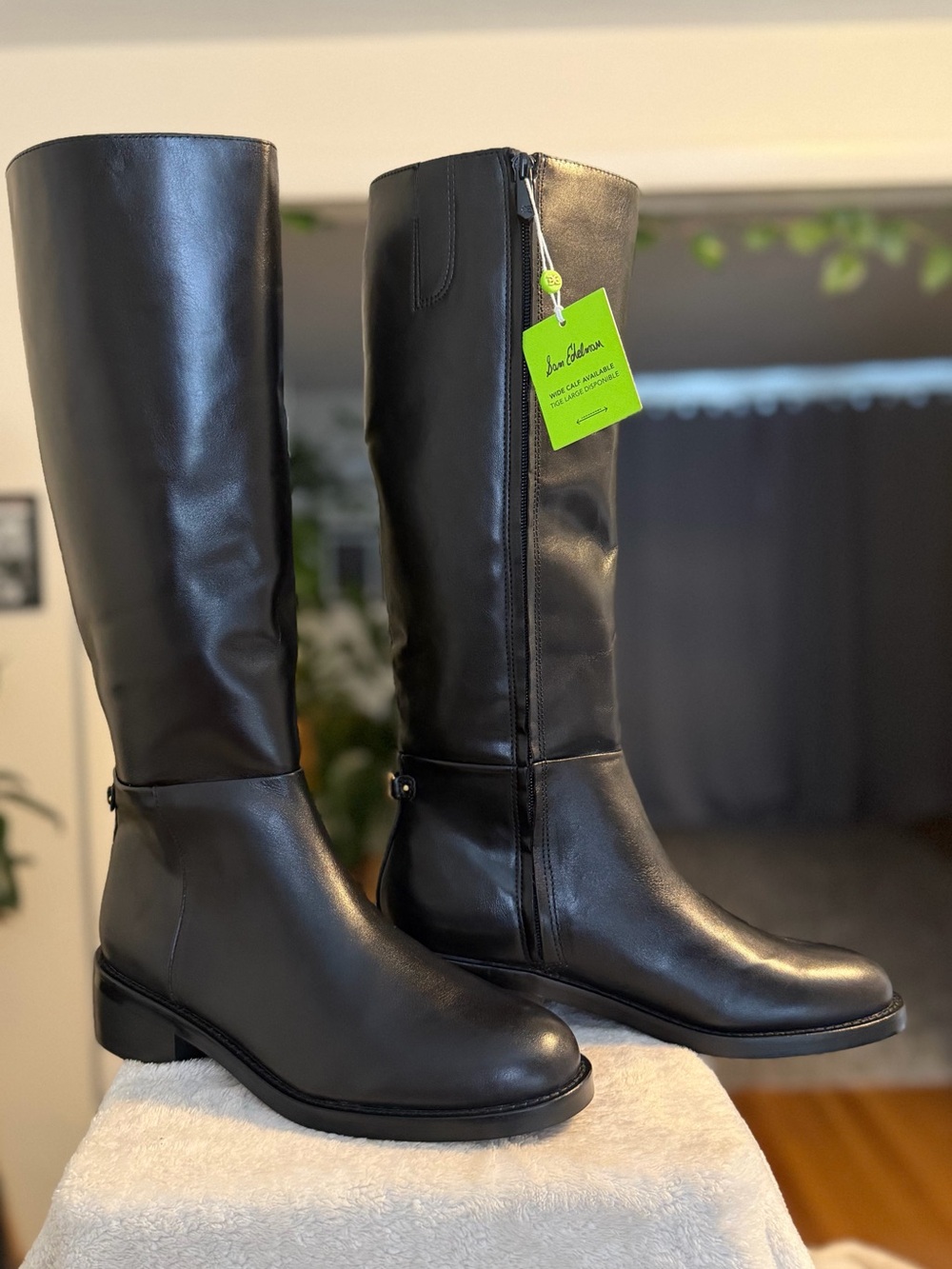 NEW Sam Edelman Milla Black Leather Knee High Boots 10M 41 Wide Calf